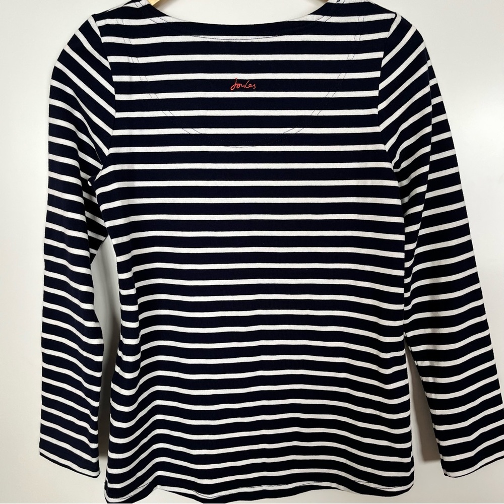 Joules Harbour Luxe Stripe Sequin “Merry” Cotton Long Sleeve Holiday Top Small - Picture 4 of 7